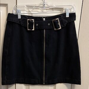 Topshop Black Belted Mini Skirt with Front Zip Detail